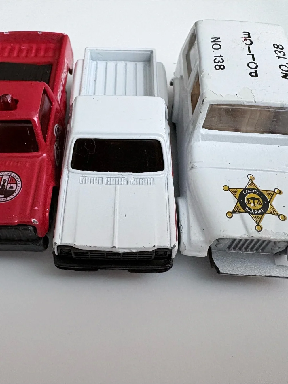 Vintage Diecast Rescue Vehicle Lot of 7 Police Fire Ambulance Tow Truck